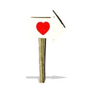 cartoon love heart sign post