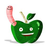 Cartoon Apple With Worm N19