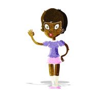 cartoon pretty girl waving N5