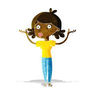 cartoon woman throwing arms in air N2