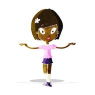 cartoon woman making balancing gesture N2