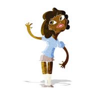 Cartoon Woman Waving N37