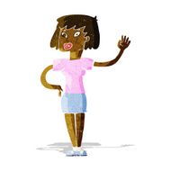 Cartoon Woman Waving N38