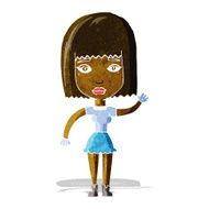 cartoon waving woman N15