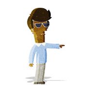 cartoon man in glasses pointing