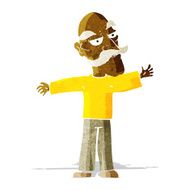 cartoon old man spreading arms wide