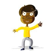 cartoon happy man waving N5
