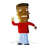 Cartoon Man Giving Peace Sign N9