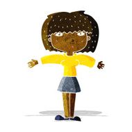 cartoon woman shrugging shoulders N56