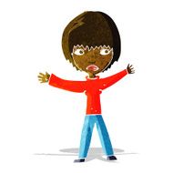 cartoon waving woman N17