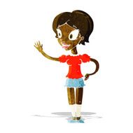 cartoon waving woman N18