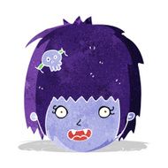 cartoon happy vampire girl face N2
