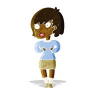 cartoon woman making Who Me? gesture N4