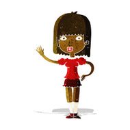 Cartoon Woman Waving N41