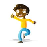 cartoon excited boy dancing