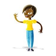Cartoon Woman Waving N42