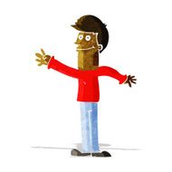 cartoon happy man waving N6