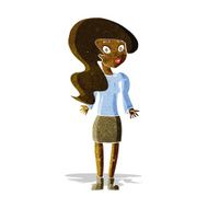 cartoon woman shrugging shoulders N58