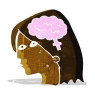 cartoon female head with brain symbol N4