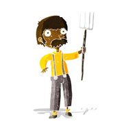 Cartoon Farmer With Pitchfork N4