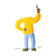 cartoon headless body with raised hand N2