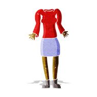 cartoon female body with shrugging shoulders (mix and match cart N2