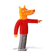 cartoon fox man pointing