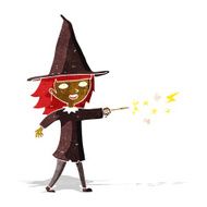 cartoon witch girl casting spell N5