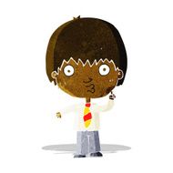 cartoon school boy answering question N7