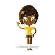 cartoon pretty girl waving N6