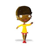 cartoon waving woman N19