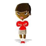 cartoon woman gesturing at self N4