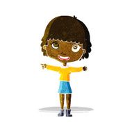 cartoon happy woman pointing N8