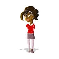 cartoon pretty girl tilting head N2