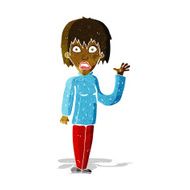cartoon shocked woman waving hand N2