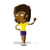 cartoon pretty woman waving N14