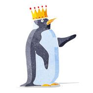 cartoon penguin wearing crown