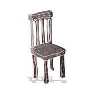 cartoon old wooden chair N3
