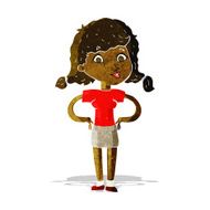 cartoon pretty girl with hands on hips N2