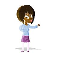 cartoon woman making welcome gesture N2