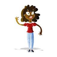 cartoon worried woman waving N4