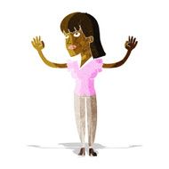cartoon woman throwing hands in air N2