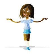 cartoon woman shrugging shoulders N69