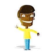 cartoon grinning man with idea N2