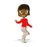 cartoon pretty woman waving N15