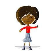 cartoon happy girl giving thumbs up symbol N2