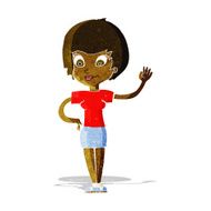 Cartoon Woman Waving N47