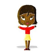 cartoon woman with open arms N12