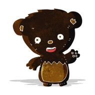 cartoon black bear cub waving