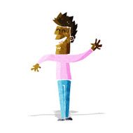 cartoon happy man waving N8